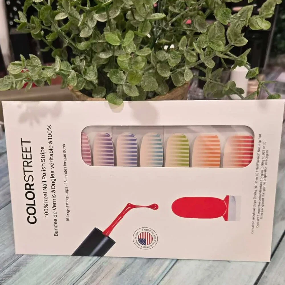 Color Street Rainbow Stripe Press On Nail Design